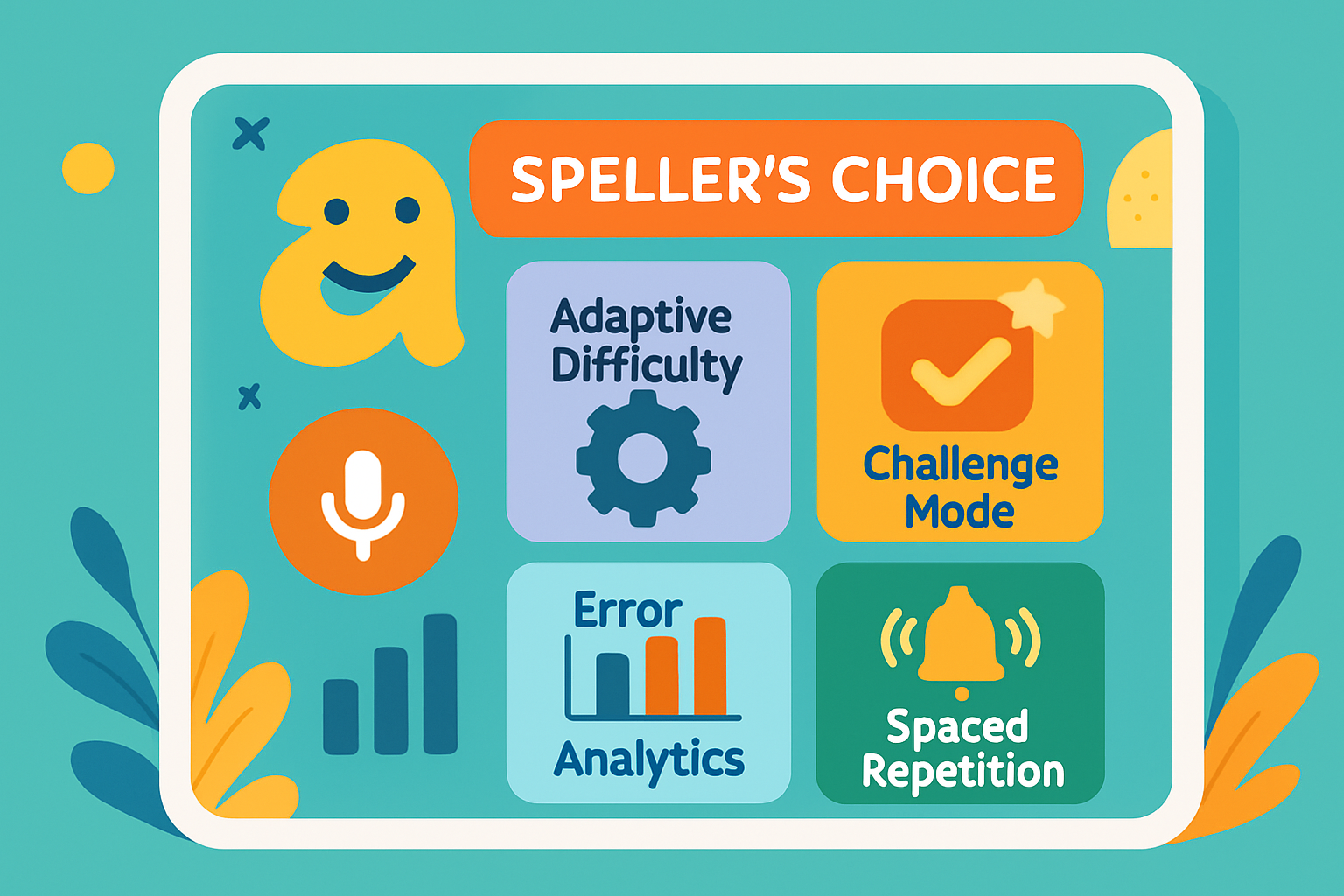Illustration of Spellers Choice interface highlighting key features and engagement mechanisms