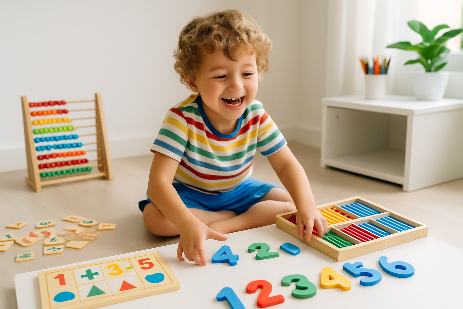 A 2nd grader using interactive math games and manipulatives to enhance everyday math skills