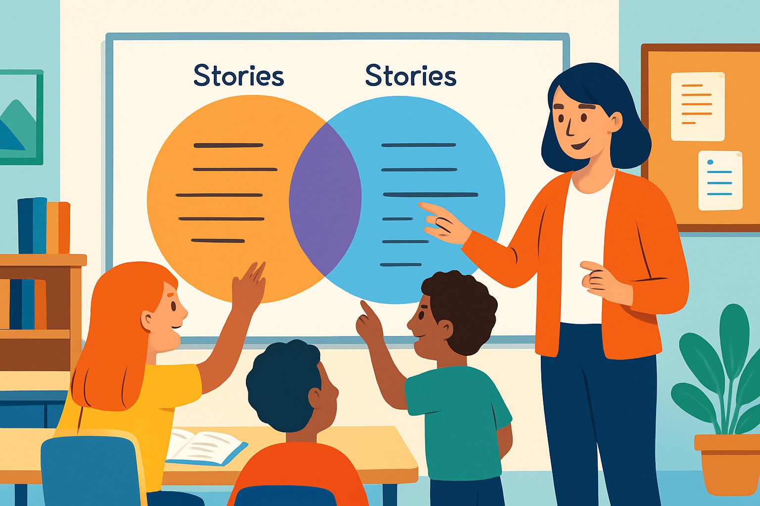 Using a Venn Diagram to Compare and Contrast Stories