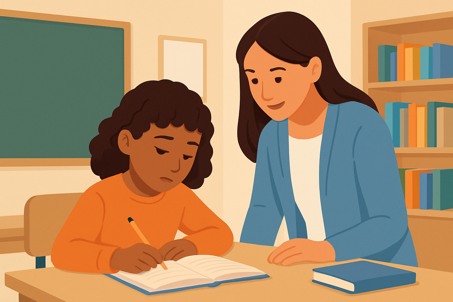 Student engaging in written behavior reflection